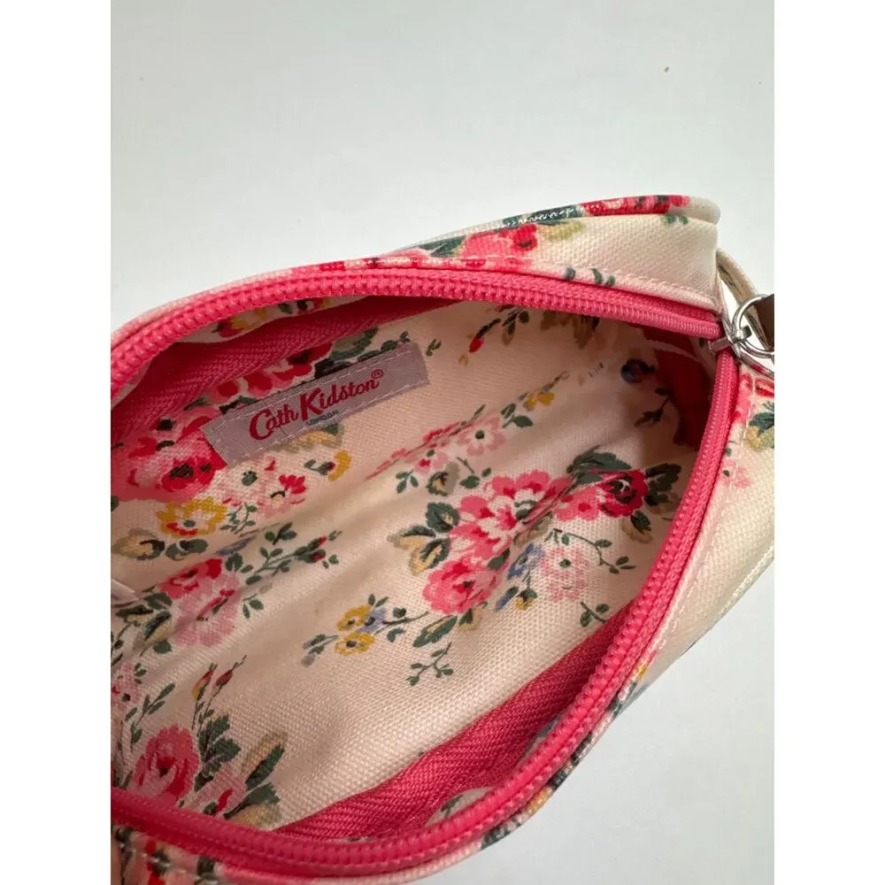 Cath Kidston Floral Cosmetic Makeup Pouch Zip Travel Toiletry Case Cream Pink